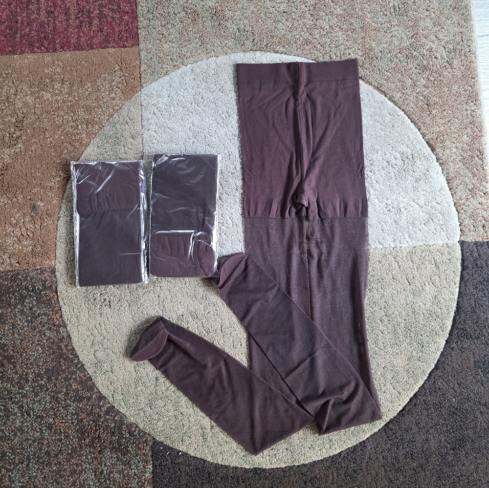 3 Pair Of Women's Brown Pantyhose